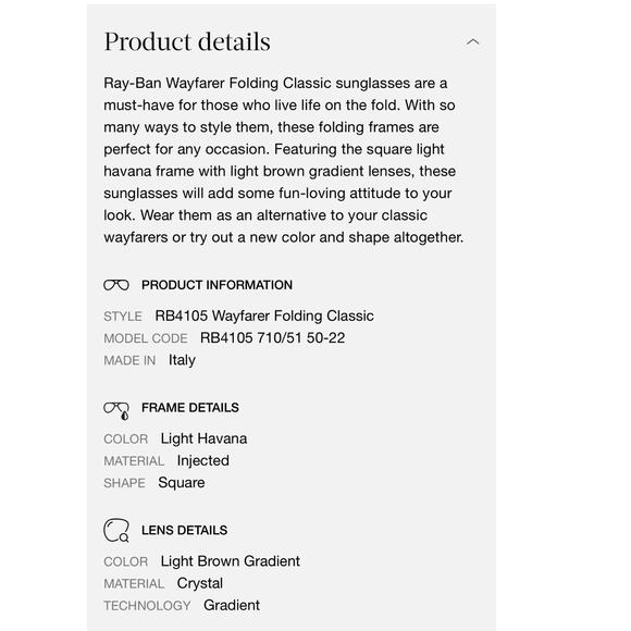 Ray-Ban Wayfarer Folding Classic Sunglasses Tortoise Gradient Brown - Picture 13 of 16